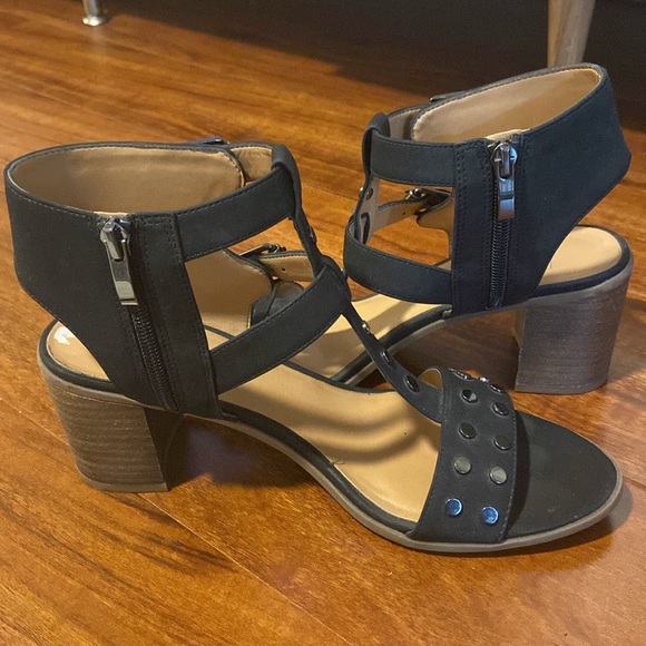 Franco Sarto black and silver studded heels/sandals - Picture 3 of 7